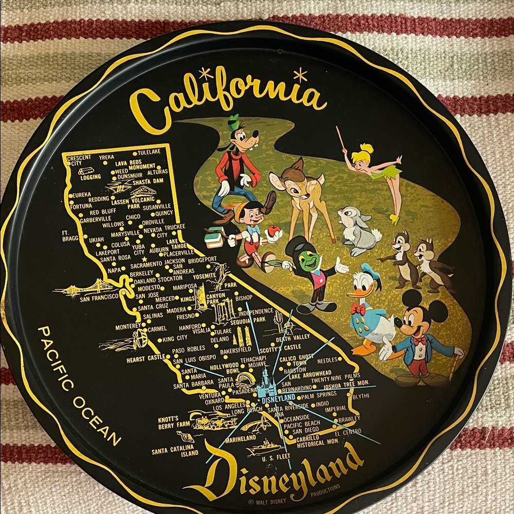 VTG Disney Disneyland California Souvenir metal Tray. 1960s.